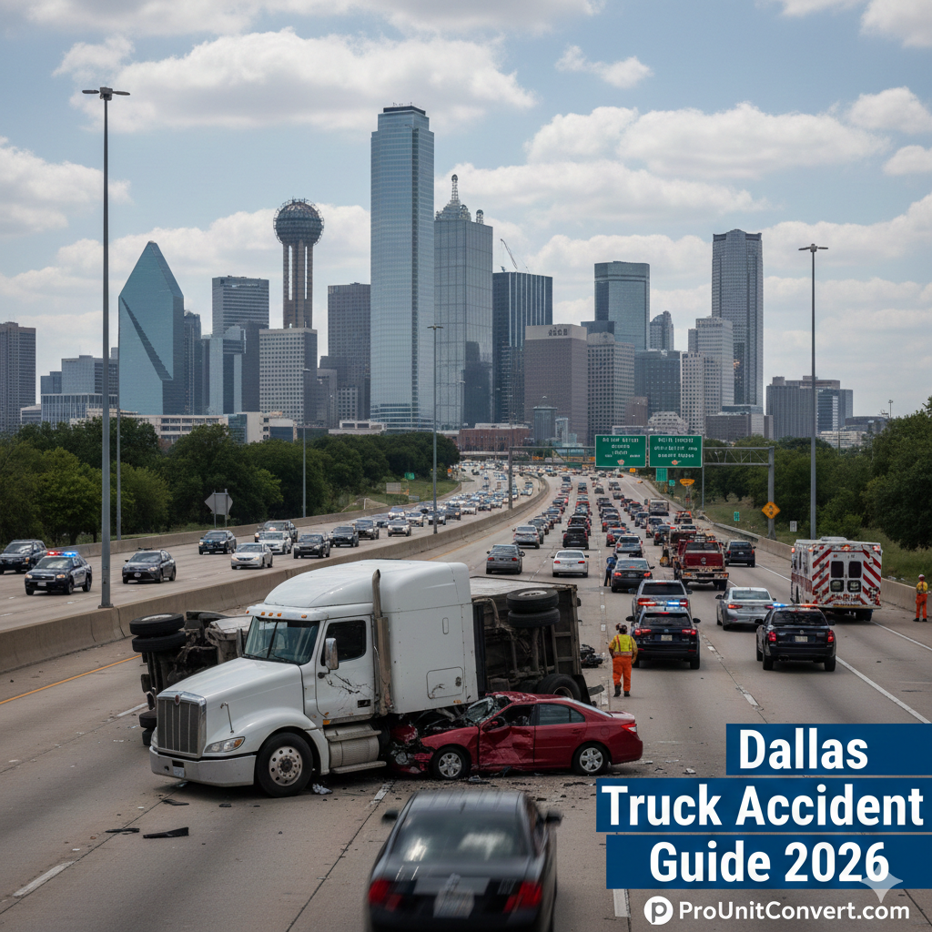 Semi truck collision in Dallas involving heavy traffic and multiple vehicles